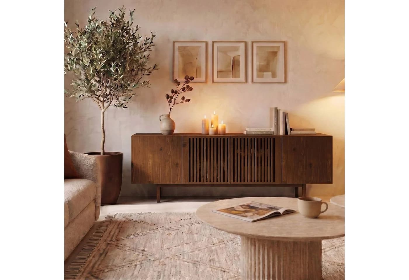 IDIMEX LINN Sideboard 180 cm Massivholz Kastanie Finish - Bild 2