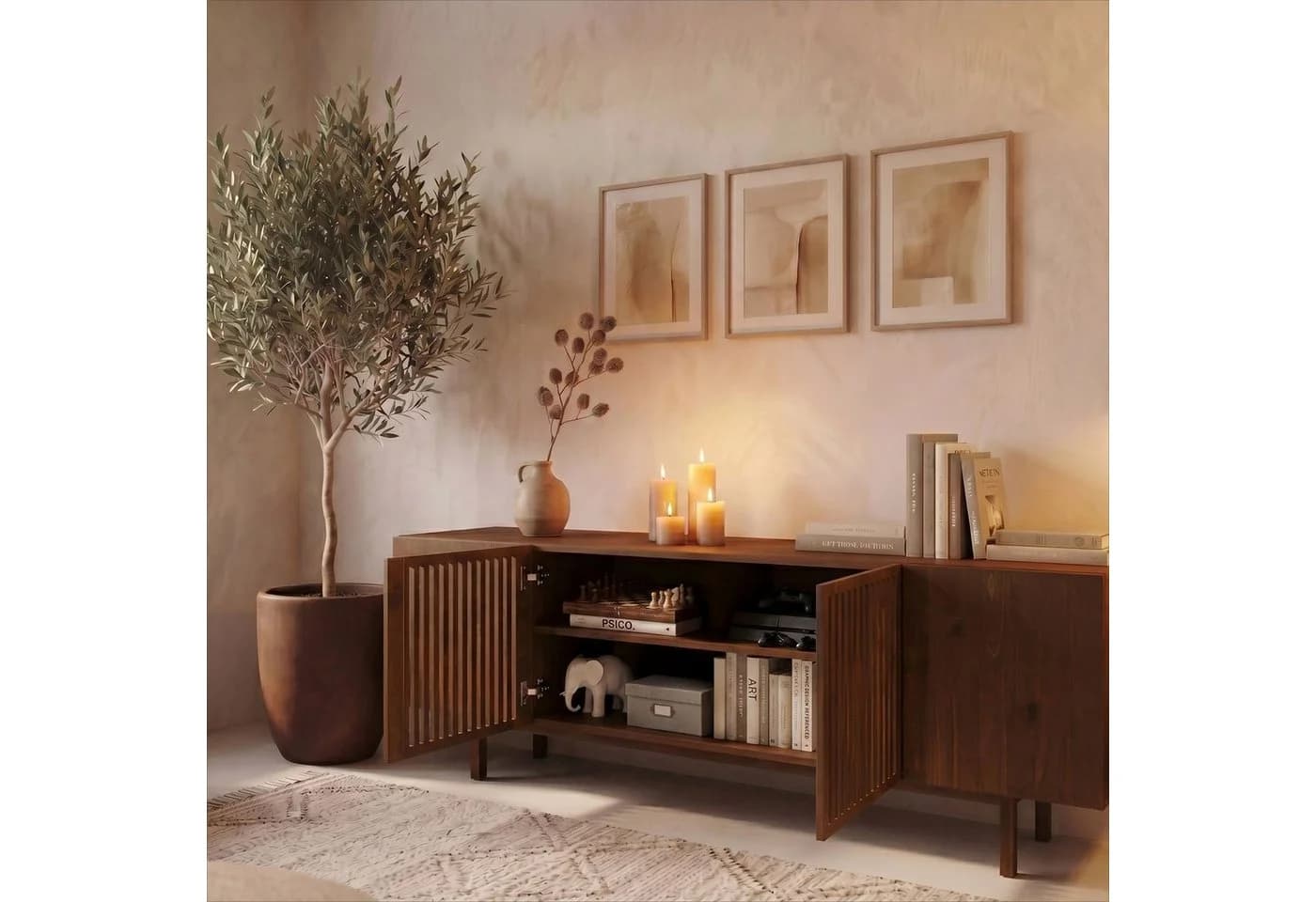 IDIMEX LINN Sideboard 180 cm Massivholz Kastanie Finish - Bild 3