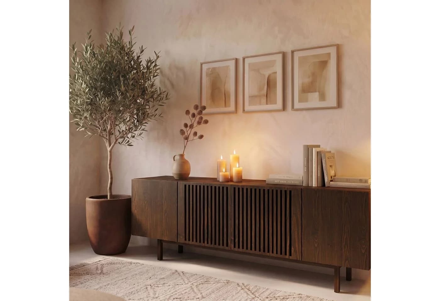 IDIMEX Lowboard LINN Nussbaum Finish Massivholz