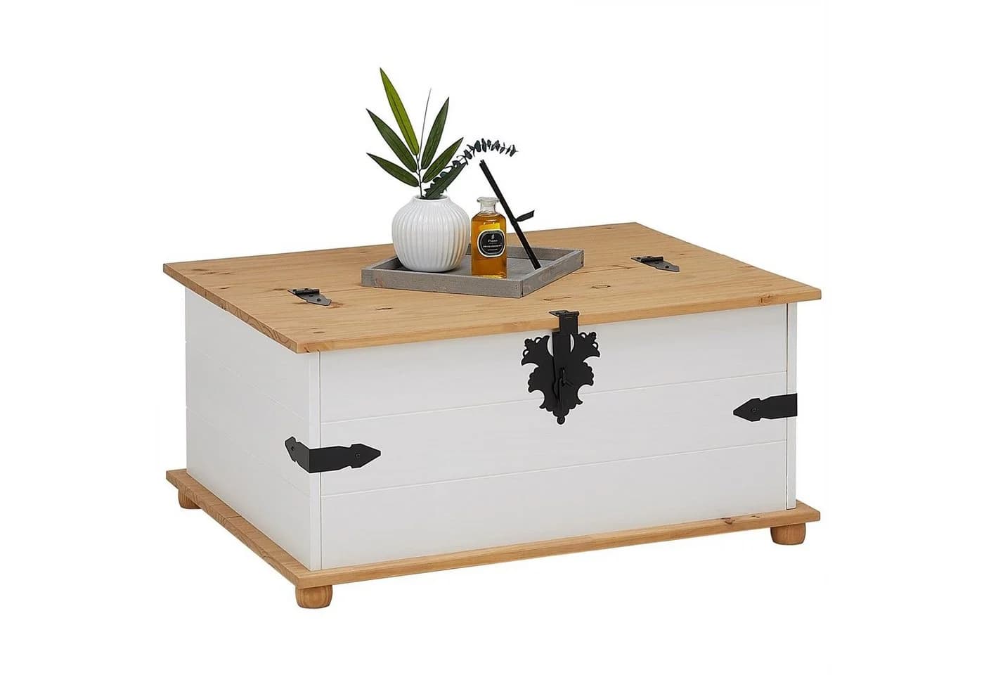 IDIMEX Truhentisch TEQUILA Kiefer massiv weiß/braun 5 Schubladen - Bild 3