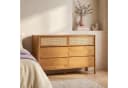 IDIMEX Kommode CEFIRA Massivholz 6 Schubladen Rattan Eiche Finish Bild 1
