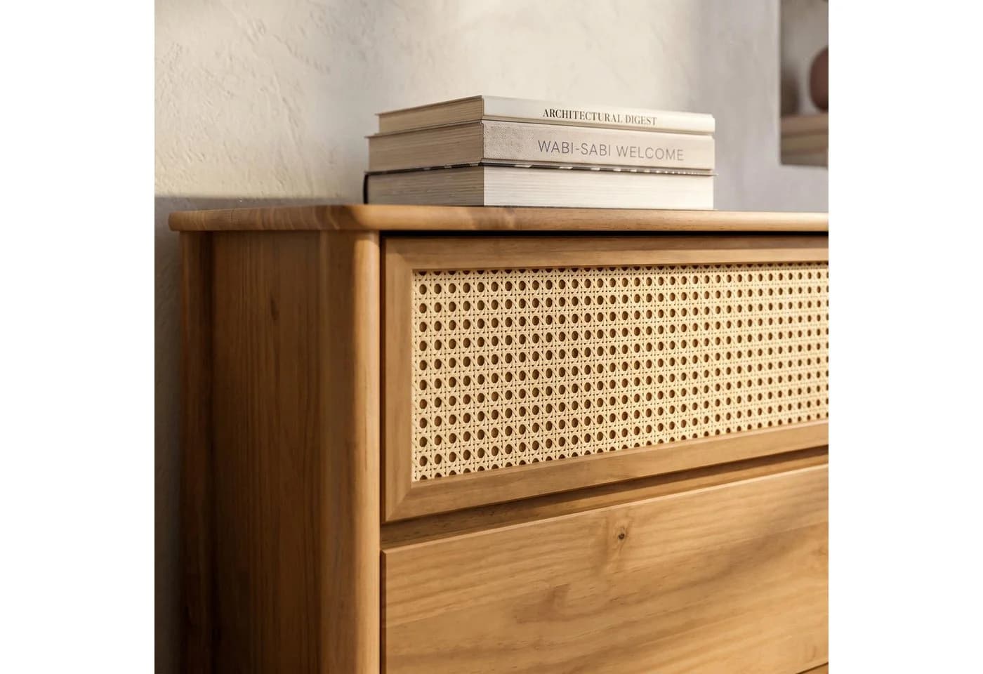 IDIMEX Kommode CEFIRA Massivholz 6 Schubladen Rattan Eiche Finish - Bild 4