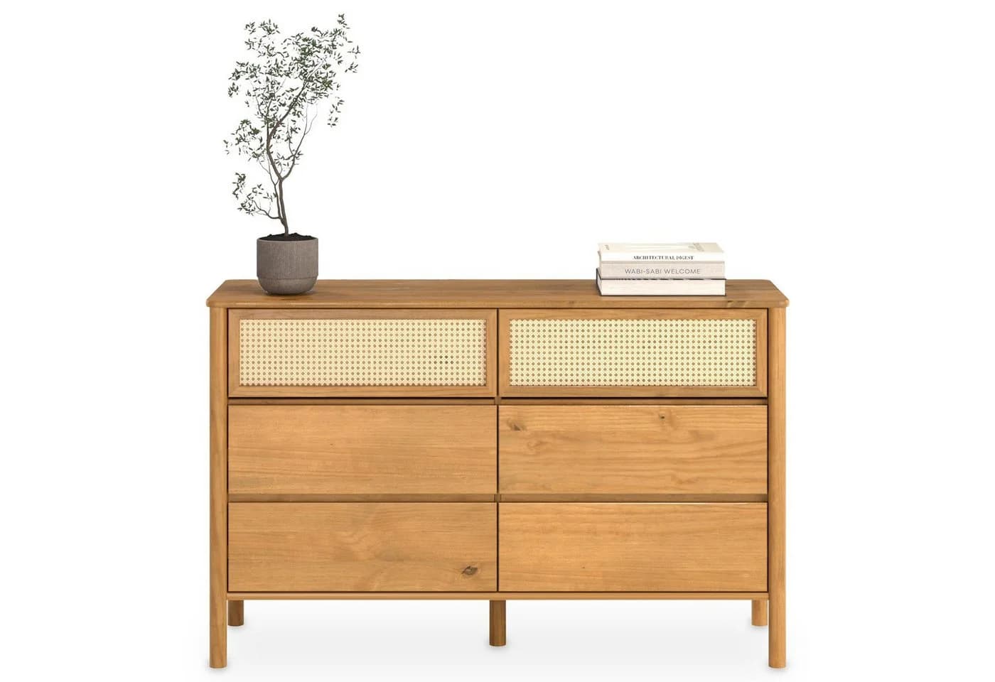 IDIMEX Kommode CEFIRA Massivholz 6 Schubladen Rattan Eiche Finish - Bild 5