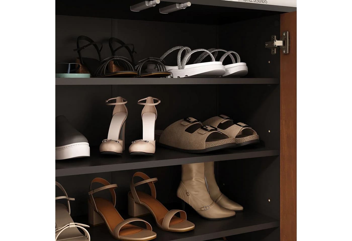 IDIMEX Schuhschrank MIRAN 3 Türen Schwarz/Kastanie Finish - Bild 4