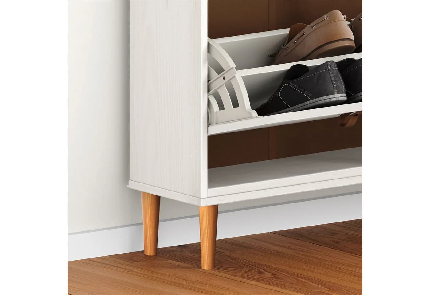 IDIMEX Schuhkommode MIKKA Weiß/Eiche 4 Klappen Schuhschrank - Bild 4