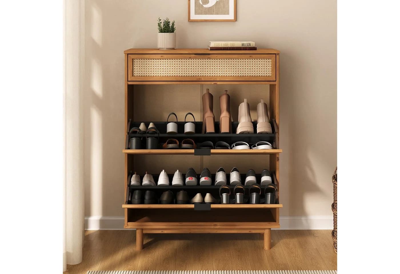 IDIMEX Schuhkommode JONTE Massivholz Rattan Eiche Finish - Bild 3