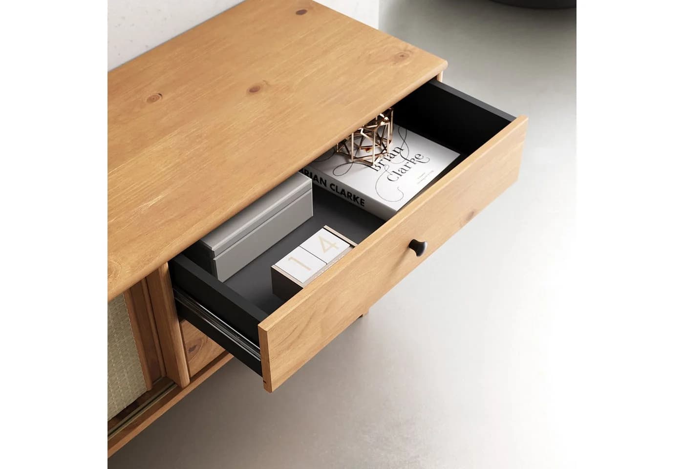 IDIMEX Lowboard SIMONA TV Schrank Eiche Massivholz Rattan - Bild 5