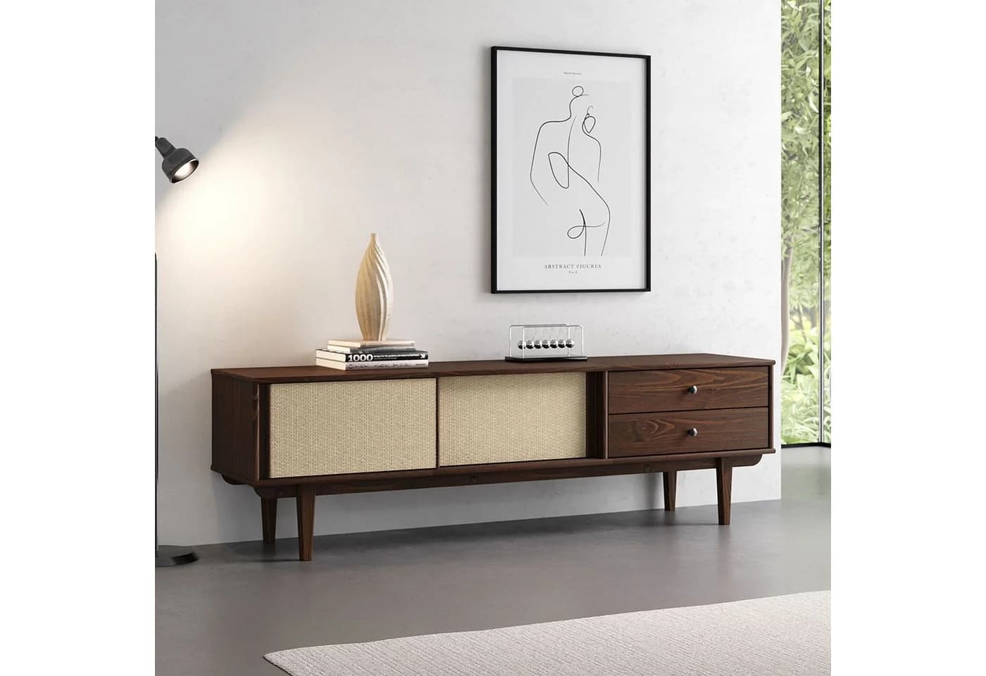 IDIMEX Lowboard SIMNOA TV-Board 75" Nussbaum Massivholz Mid-Century - Bild 3
