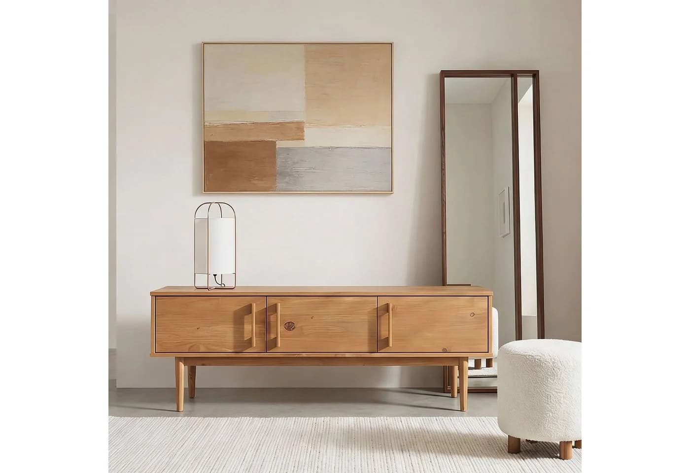 IDIMEX Lowboard TECCA, Sideboard 3 Türen Massivholz Kiefer Eiche - Bild 2