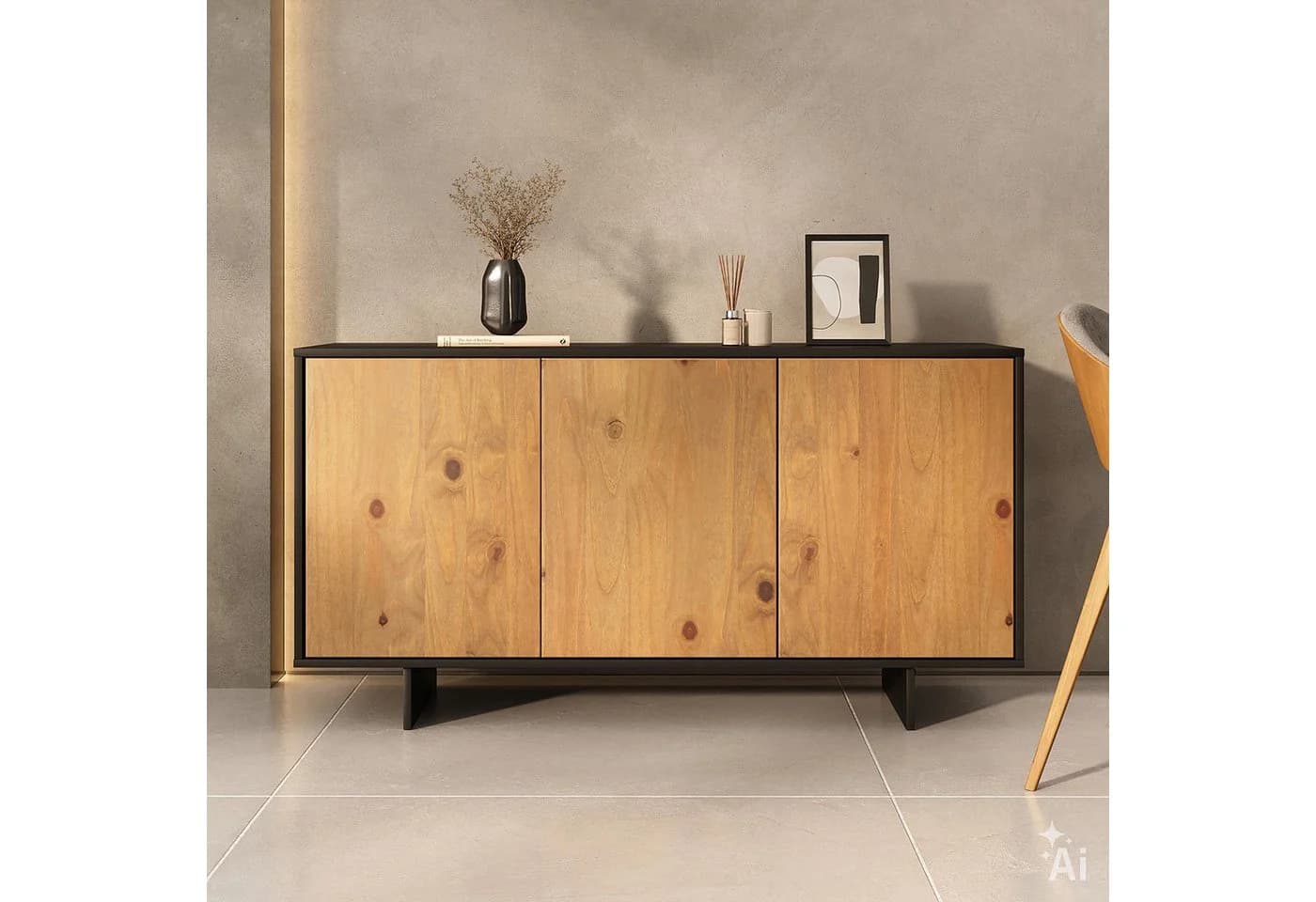 IDIMEX Sideboard ARTO Schwarz/Eiche mit Push-to-Open - Bild 2