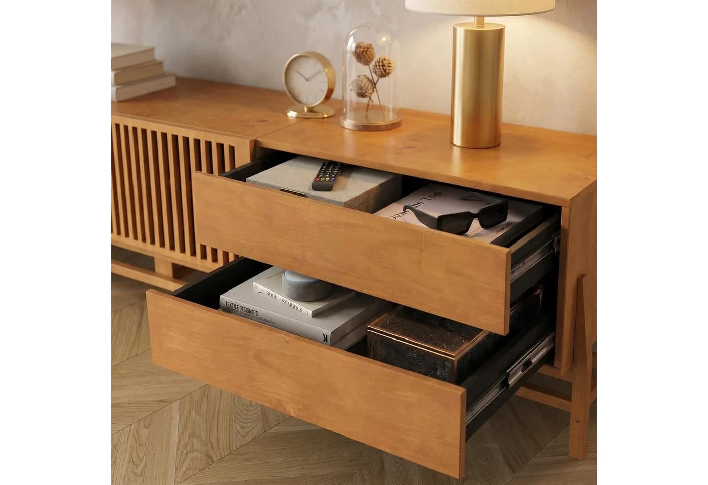 IDIMEX Lowboard ADAMO 220cm Massivholz Eiche Finish - Bild 5