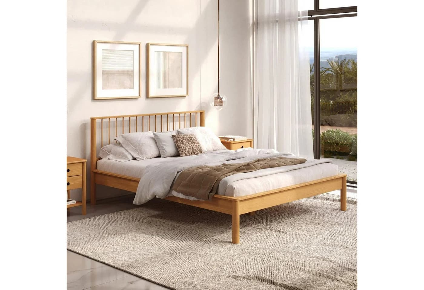 IDIMEX Massivholzbett APOANA Landhausstil Eiche Finish