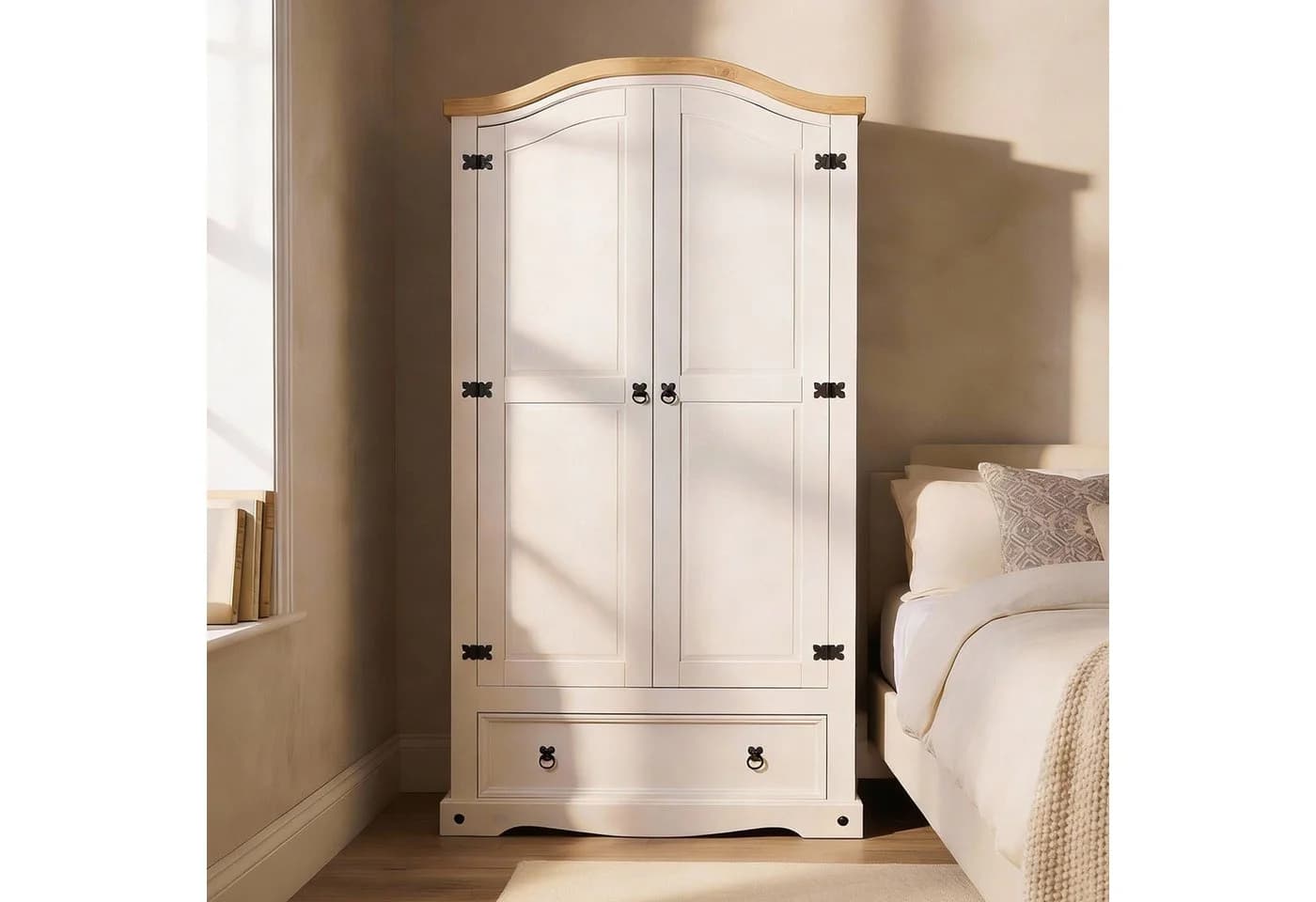 IDIMEX Kleiderschrank CAMPO Kiefer Massivholz weiß/natur - Bild 2