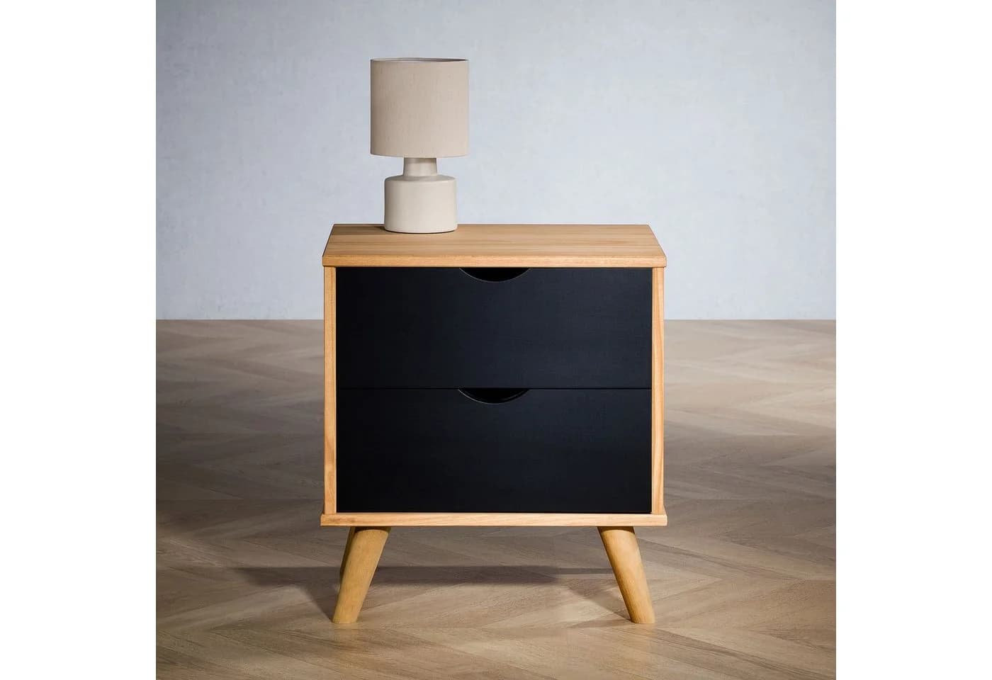 IDIMEX Nachtkommode COLIMA Nachttisch 2 Schubladen Kiefer Massivholz schwarz