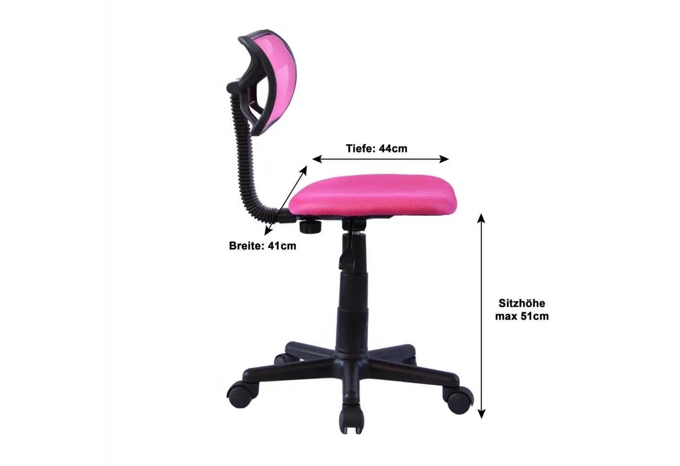 IDIMEX Drehstuhl MILAN Kinderstuhl Pink Netzbezug Ergonomisch - Bild 3