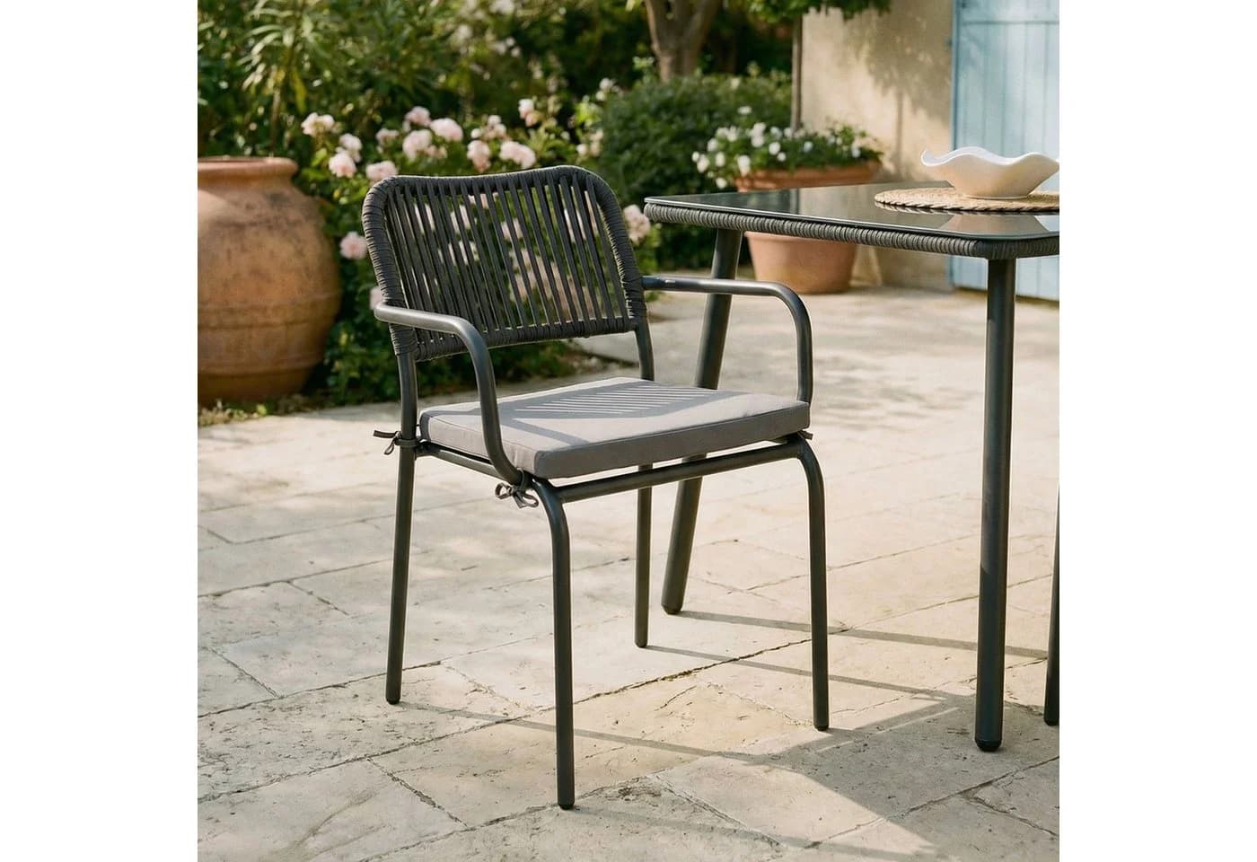 IDIMEX Gartenstuhl VOLONTE 6er Set Grau Aluminium mit Kissen - Bild 2