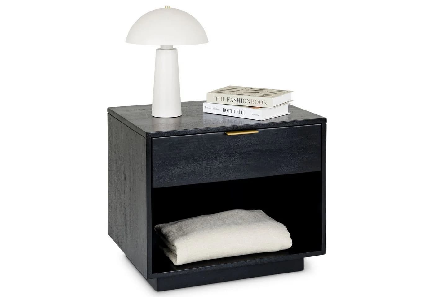 IDIMEX Nachttisch BORA Schwarz Massivholz mit Schublade - Bild 3