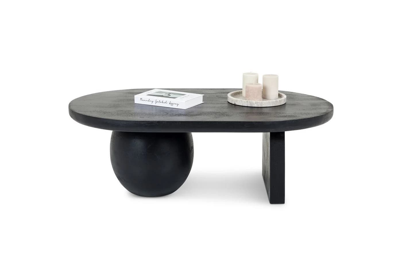 IDIMEX Couchtisch PERLA Wohnzimmertisch aus massivem Mangoholz asymmetrisch Schwarz