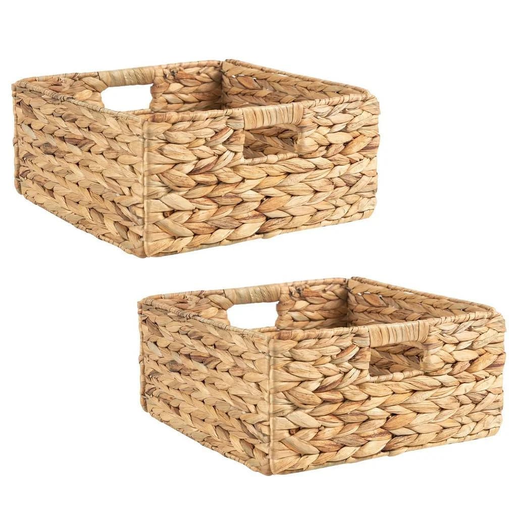 IDIMEX Dekokiste LANZI Set Aufbewahrungskorb Wasserhyazinthe Natur 2er Set