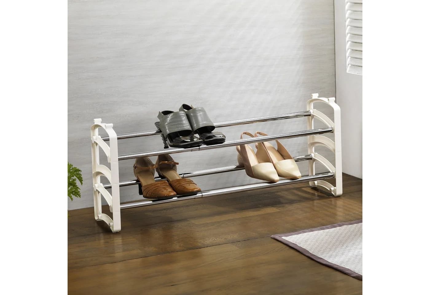 IDIMEX Schuhregal TOWER Weiß Chrom Verstellbar