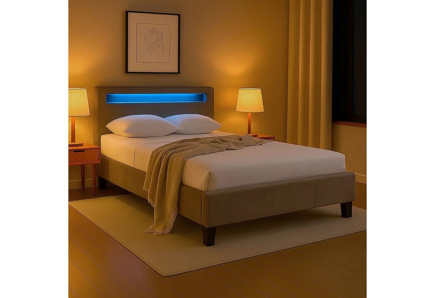 IDIMEX Polsterbett LASHIO Samt Greige mit LED-Beleuchtung - Bild 2