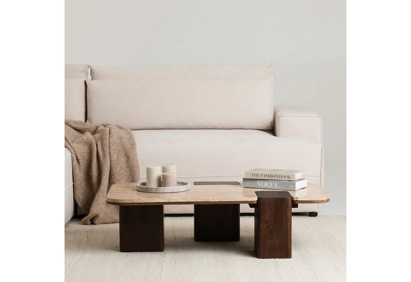 IDIMEX Couchtisch SURAT Travertin Mangoholz Braun Beige - Bild 2