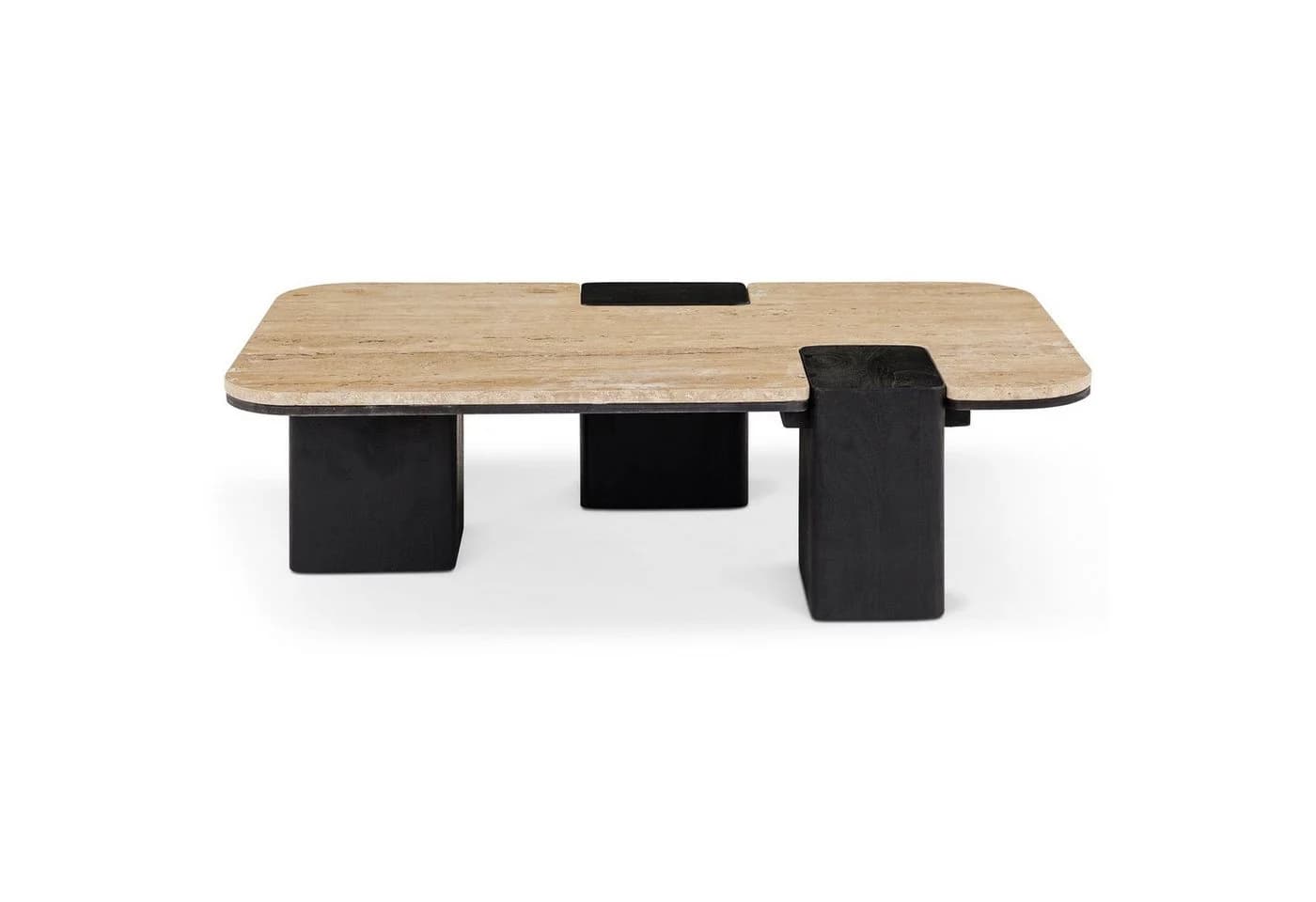IDIMEX Couchtisch SURAT Beige/Schwarz 100x60 cm Mangoholz Travertin - Bild 4