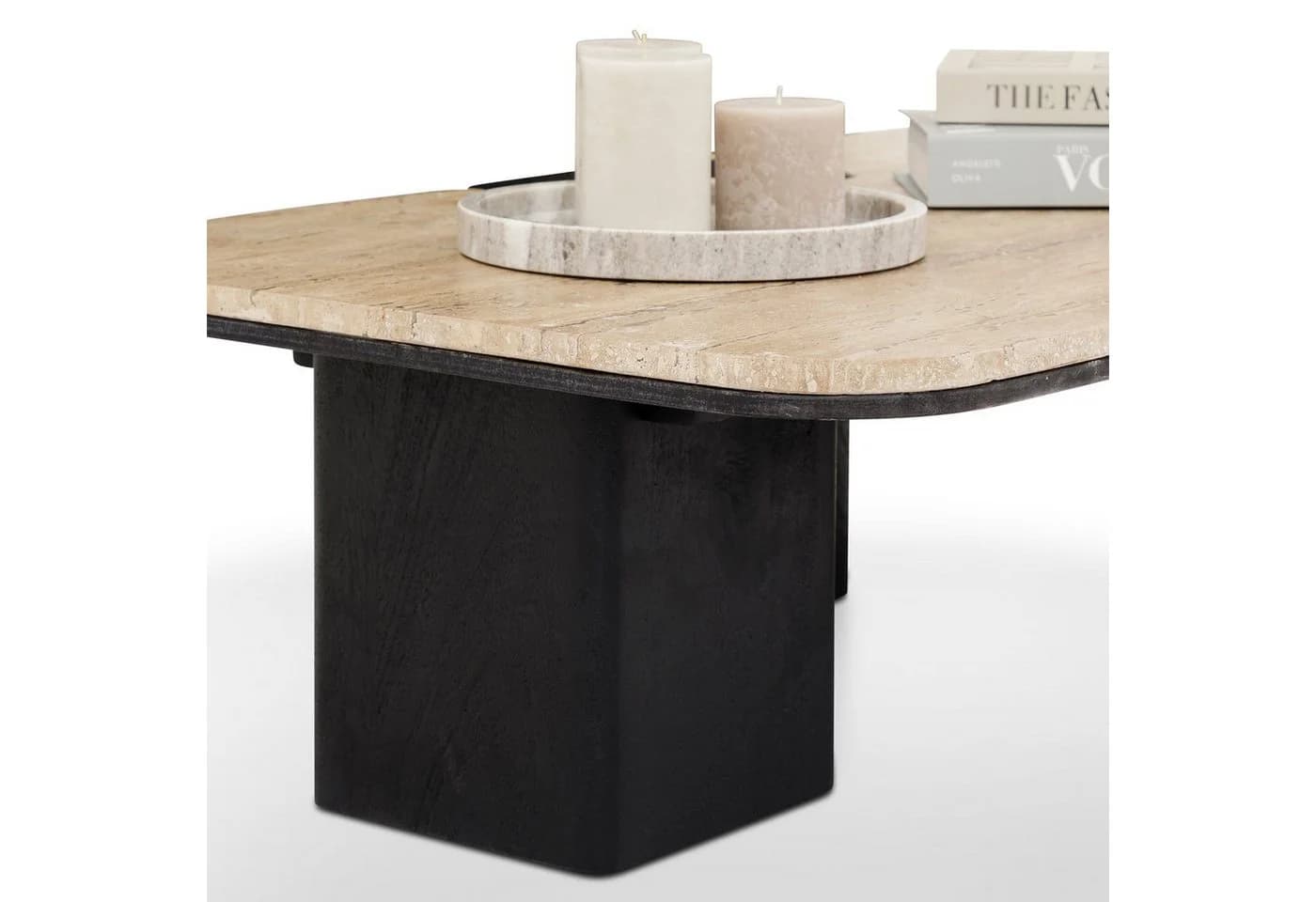 IDIMEX Couchtisch SURAT Beige/Schwarz 100x60 cm Mangoholz Travertin - Bild 5