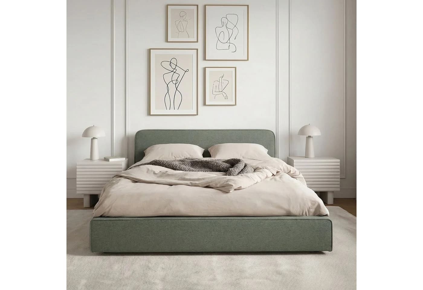 IDIMEX Polsterbett MARINI 140x200 cm Grün