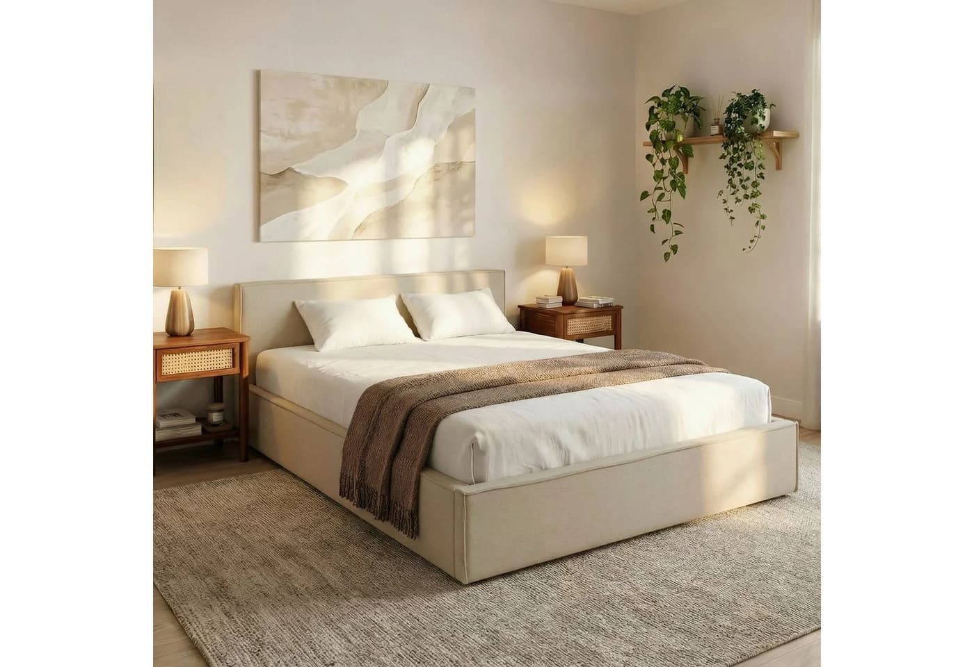 IDIMEX Polsterbett PESARO Doppelbett 160x200 cm Beige - Bild 2