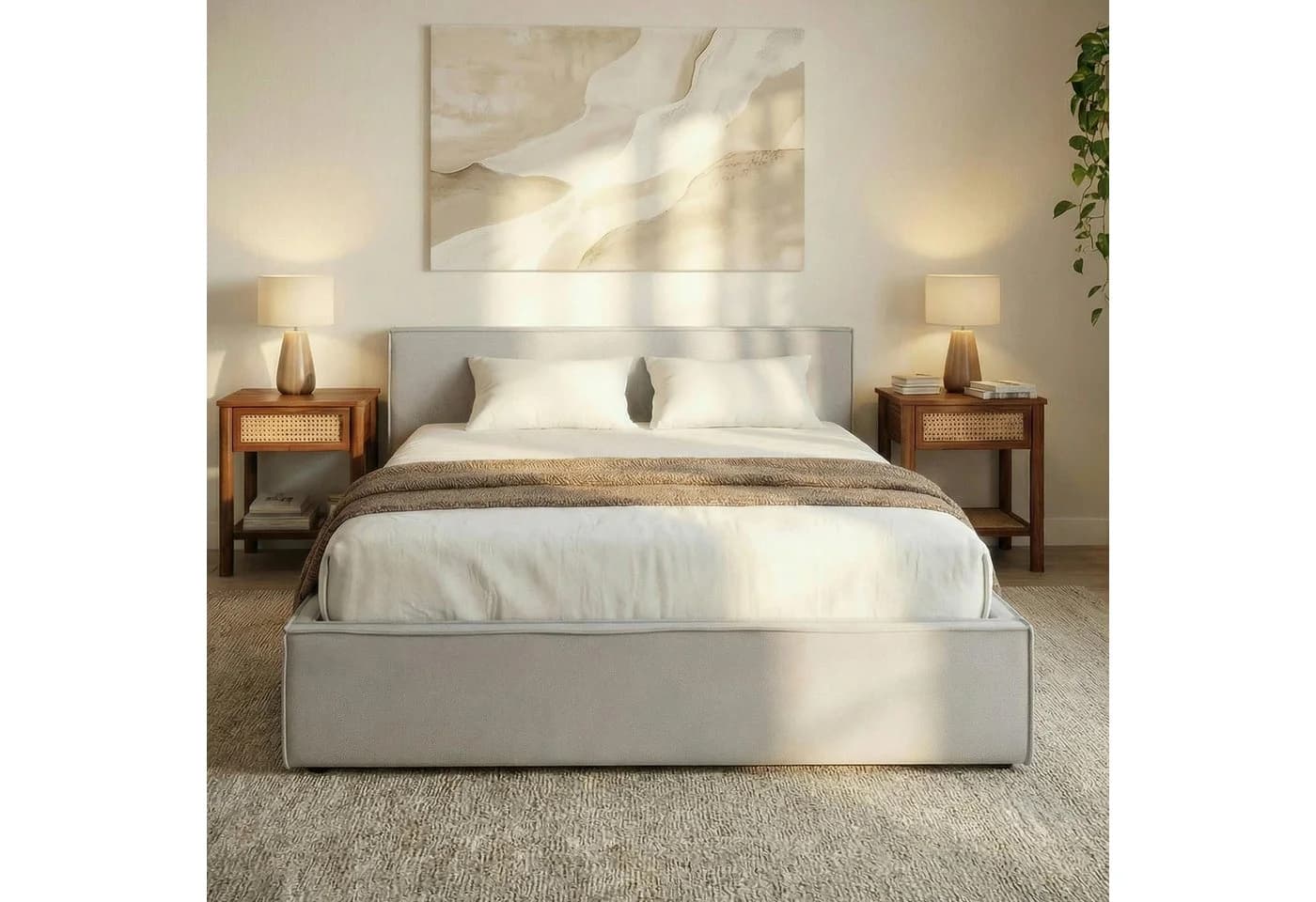 IDIMEX Polsterbett PESARO Doppelbett 140x200 cm Hellgrau