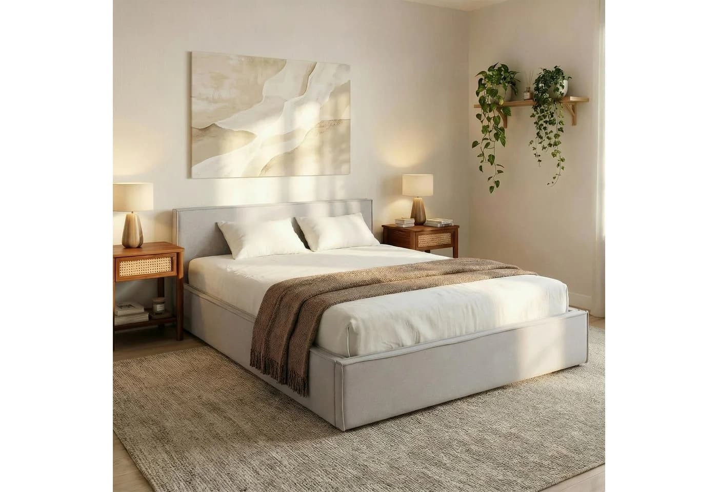 IDIMEX Polsterbett PESARO Doppelbett 140x200 cm Hellgrau - Bild 2