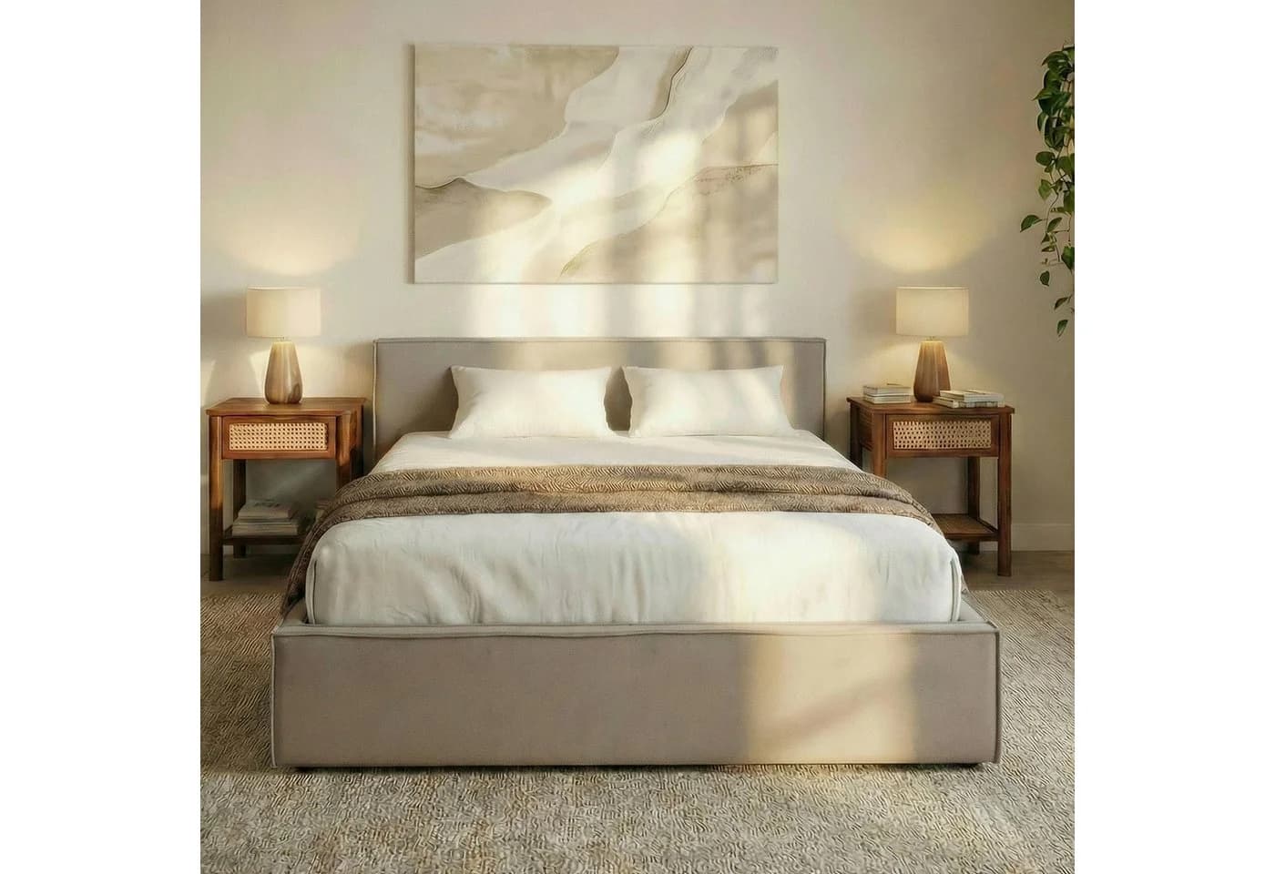 IDIMEX Polsterbett PESARO Doppelbett 140x200 cm mit Lattenrost und Kopfteil