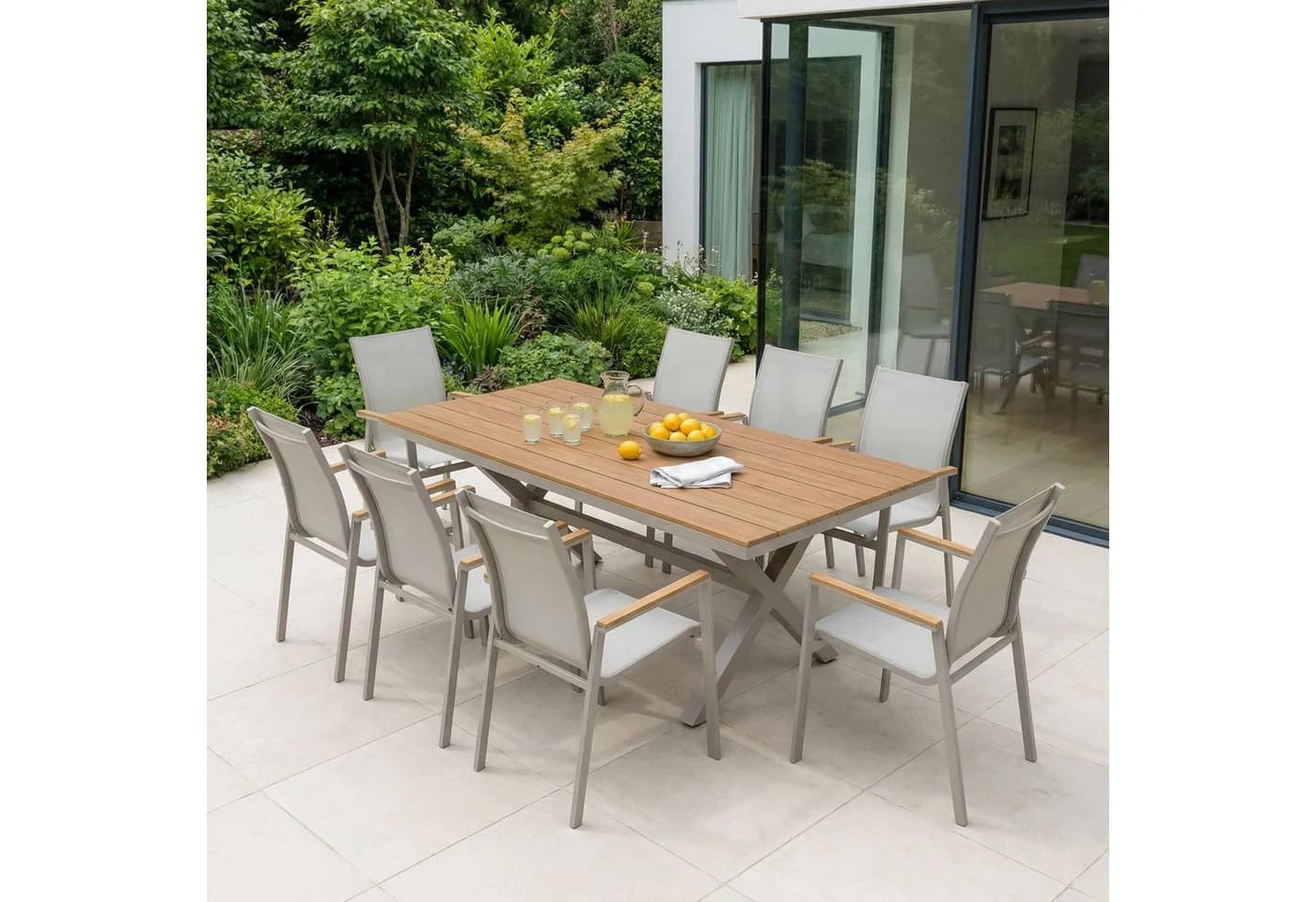 IDIMEX Garten-Essgruppe WINDY 9-tlg. Alu WPC Beige/Grau