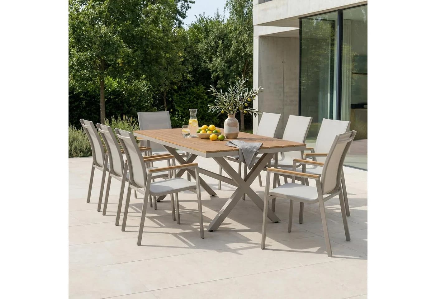 IDIMEX Garten-Essgruppe WINDY 9-tlg. Alu WPC Beige/Grau - Bild 2