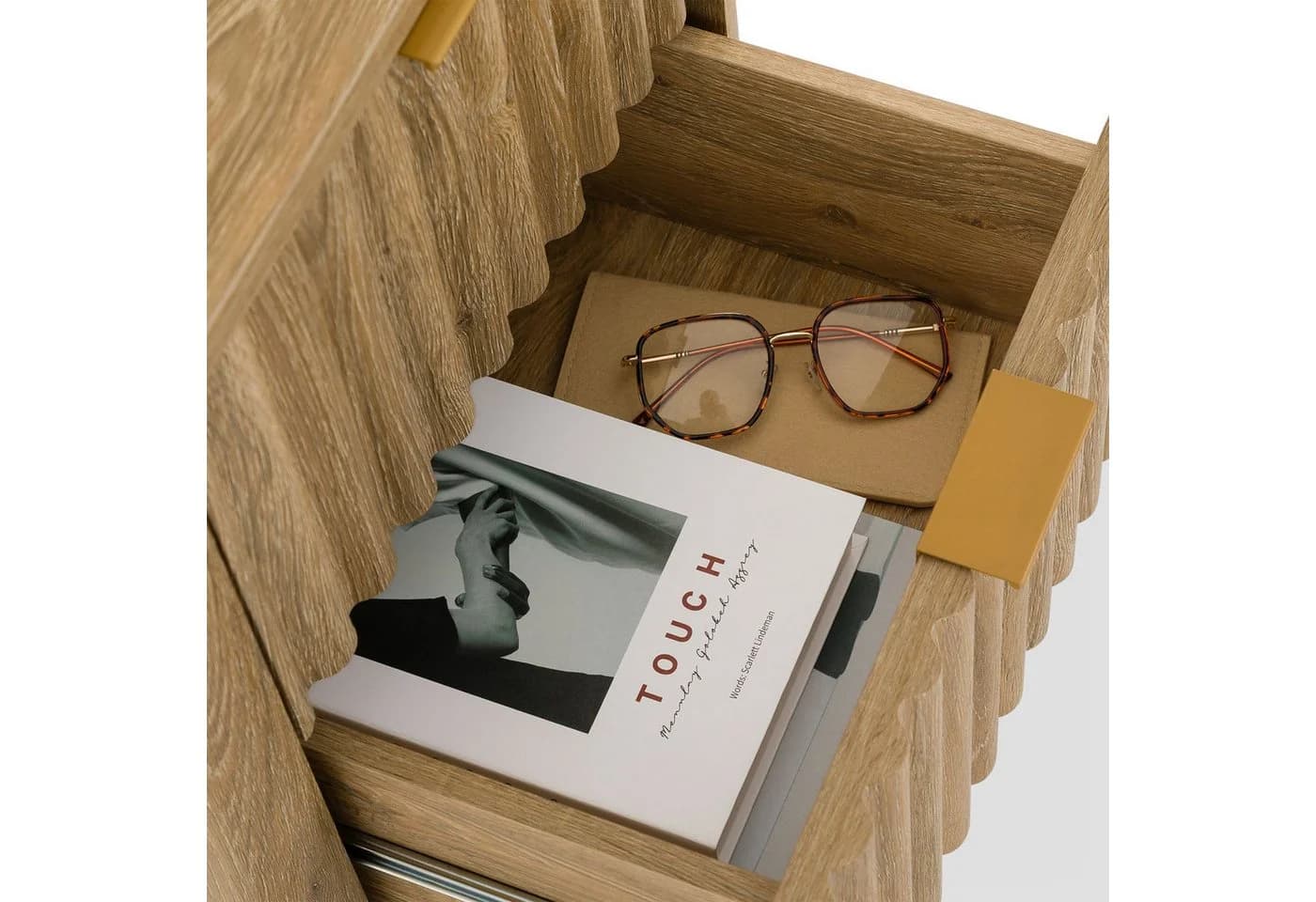 IDIMEX Nachttisch ELLA mit 2 Schubladen und Lamellenoptik-Front Eiche Finish - Bild 5