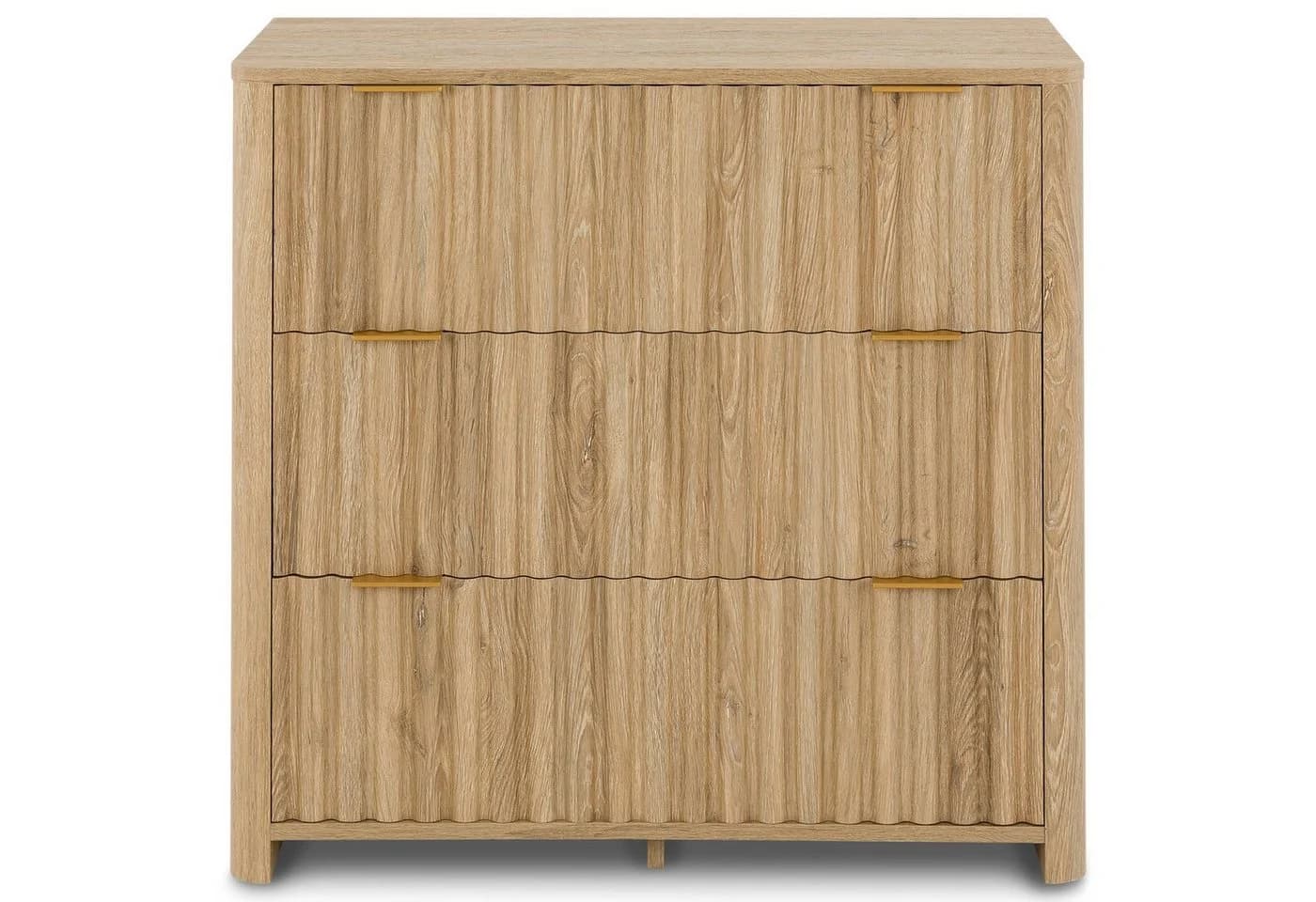 IDIMEX Kommode ELLA mit 3 Schubladen und Lamellenoptik Eiche Finish