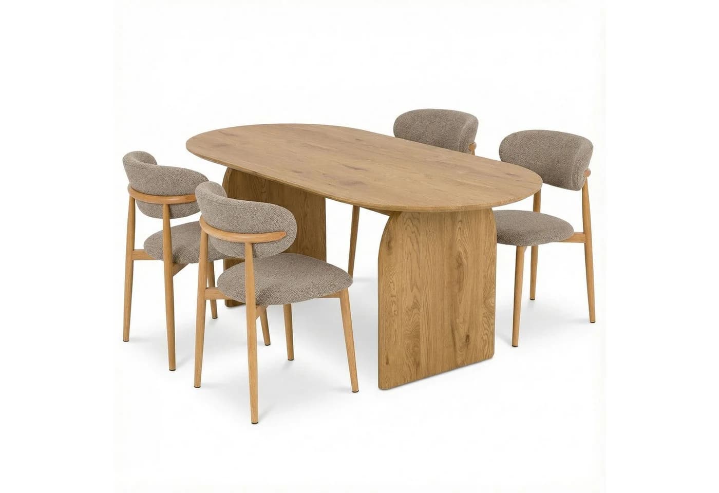 IDIMEX Essgruppe MALA/ARIEL Esstisch Oval 180x90 cm 4 Stühle