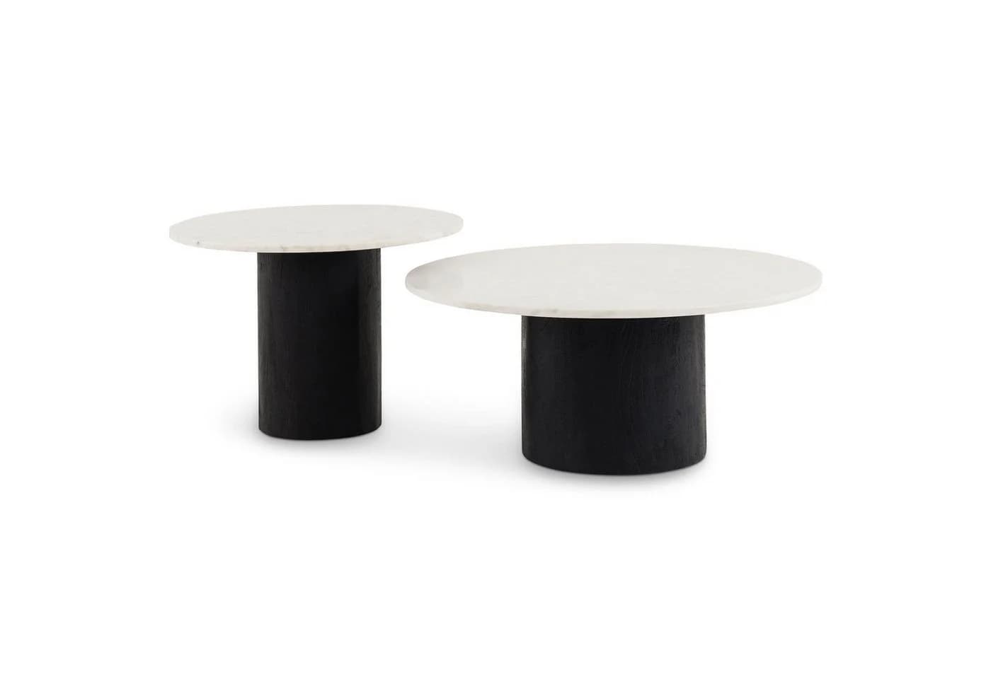 Modernes Couchtischset aus Marmor und Akazienholz - Bild 4