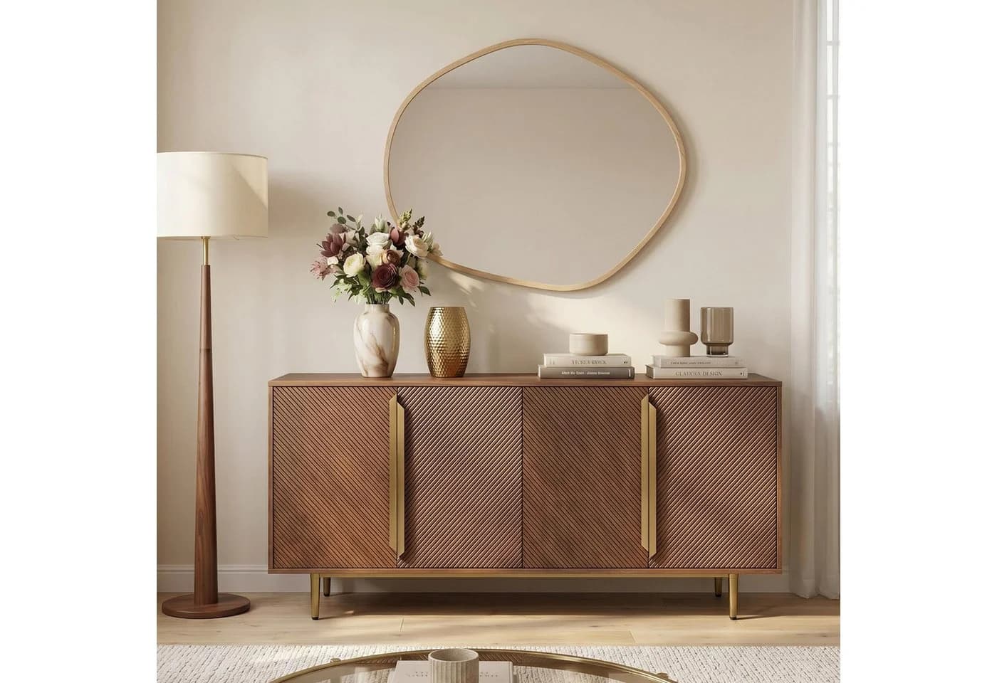 IDIMEX Sideboard TAGULA Braun Gold massivem Mangoholz