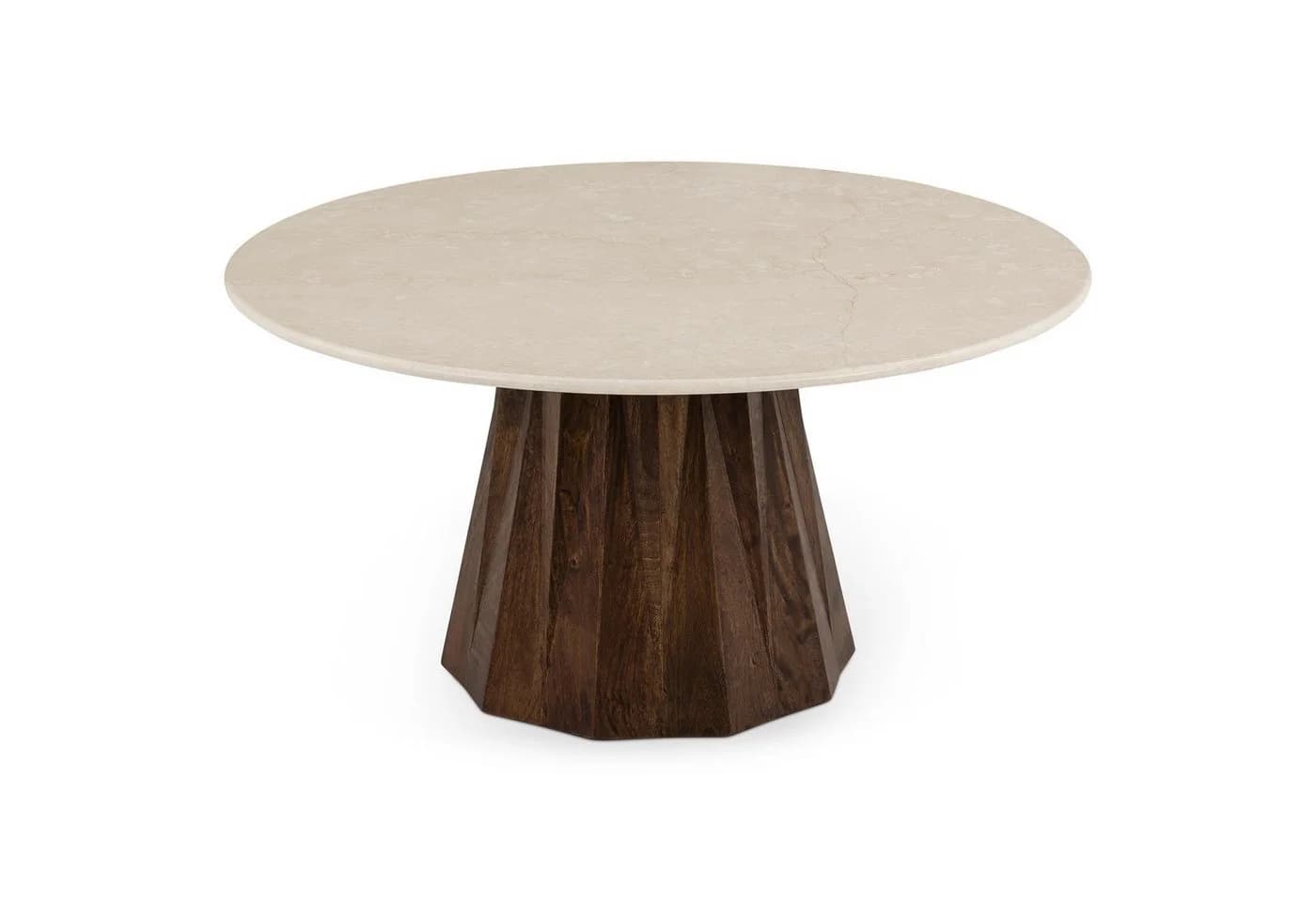 IDIMEX Couchtisch MULAN rund Marmor Mangoholz Braun/Beige - Bild 3