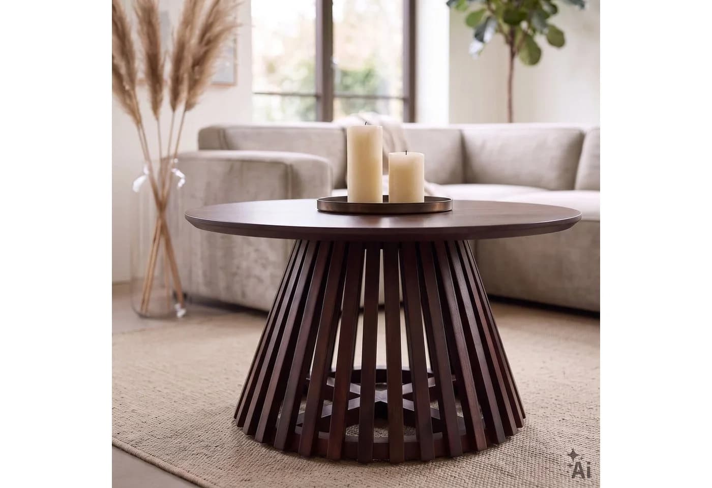 IDIMEX Couchtisch AMILA Mangoholz rund dunkelbraun