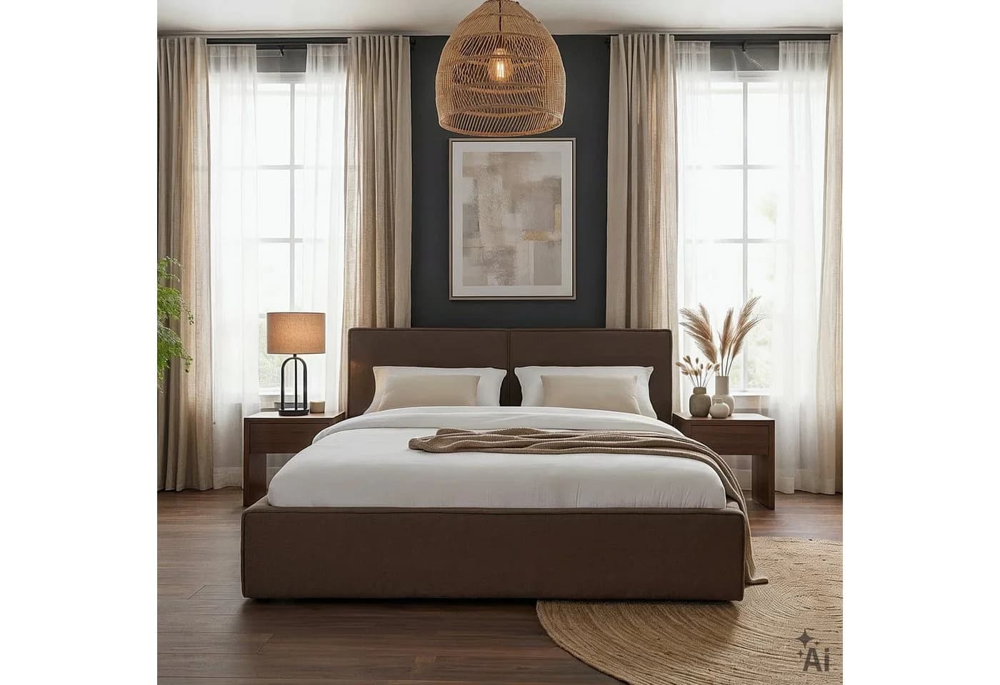 IDIMEX Polsterbett CALM Greige Modernes Design