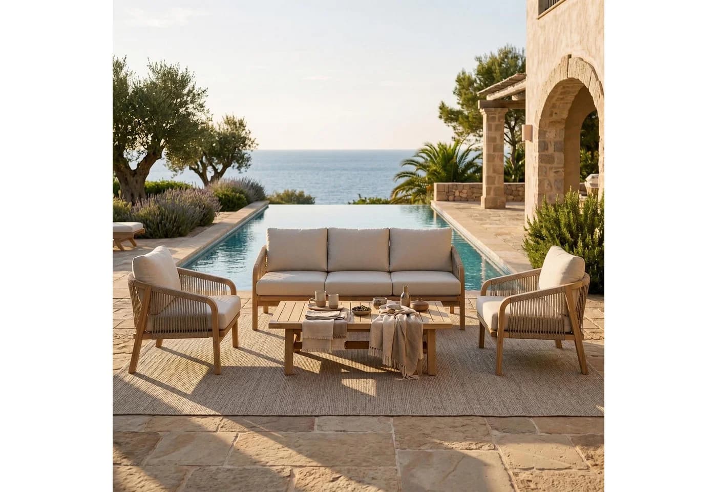 IDIMEX Gartenlounge-Set SANYA 4-tlg. Akazienholz Beige - Bild 2