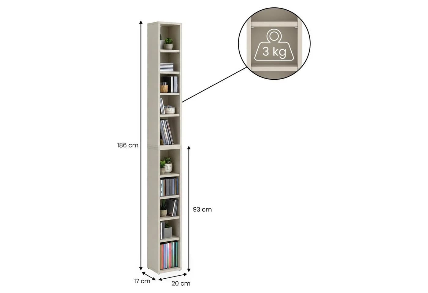 CARO-Möbel CD-Regal CHART 2-Modul Medienregal Kaschmir - Bild 5