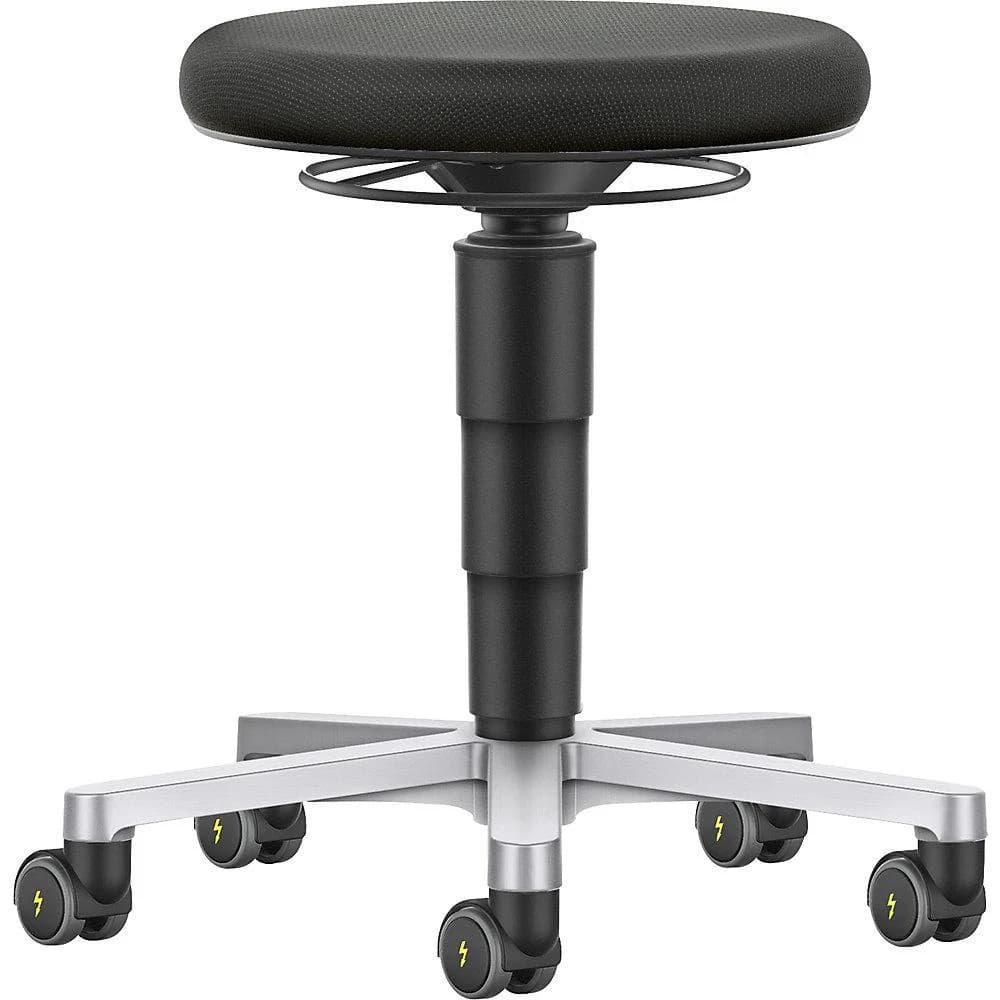 bimos ESD Hocker mit Rollen, Stoff schwarz, Sitzhöhe 450-650 mm