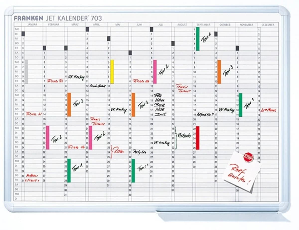 FRANKEN Wandtafel Jahresplaner JetKalender 703 Weiß Silber