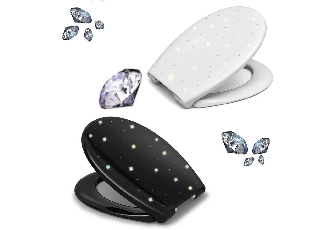 LUVETT WC-Sitz Diamant Glitzer Softclose Duroplast O-Form