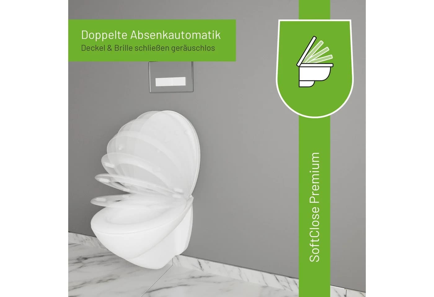 LUVETT WC-Sitz Premium Oval D-Form Eckig Weiß Duroplast - Bild 3