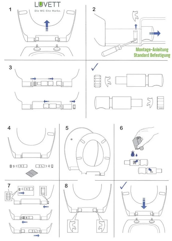 LUVETT WC-Sitz SoftClose Dämpfer-Set Ersatzteil Weiß - Bild 5